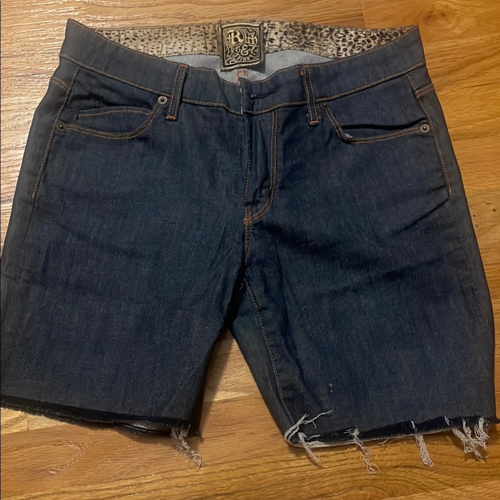 Rich & Skinny Dark Blue Cutoff Denim Shorts